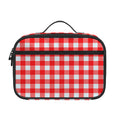 Red And White Check Pattern Print Portable Lunch Bag