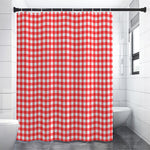 Red And White Check Pattern Print Premium Shower Curtain