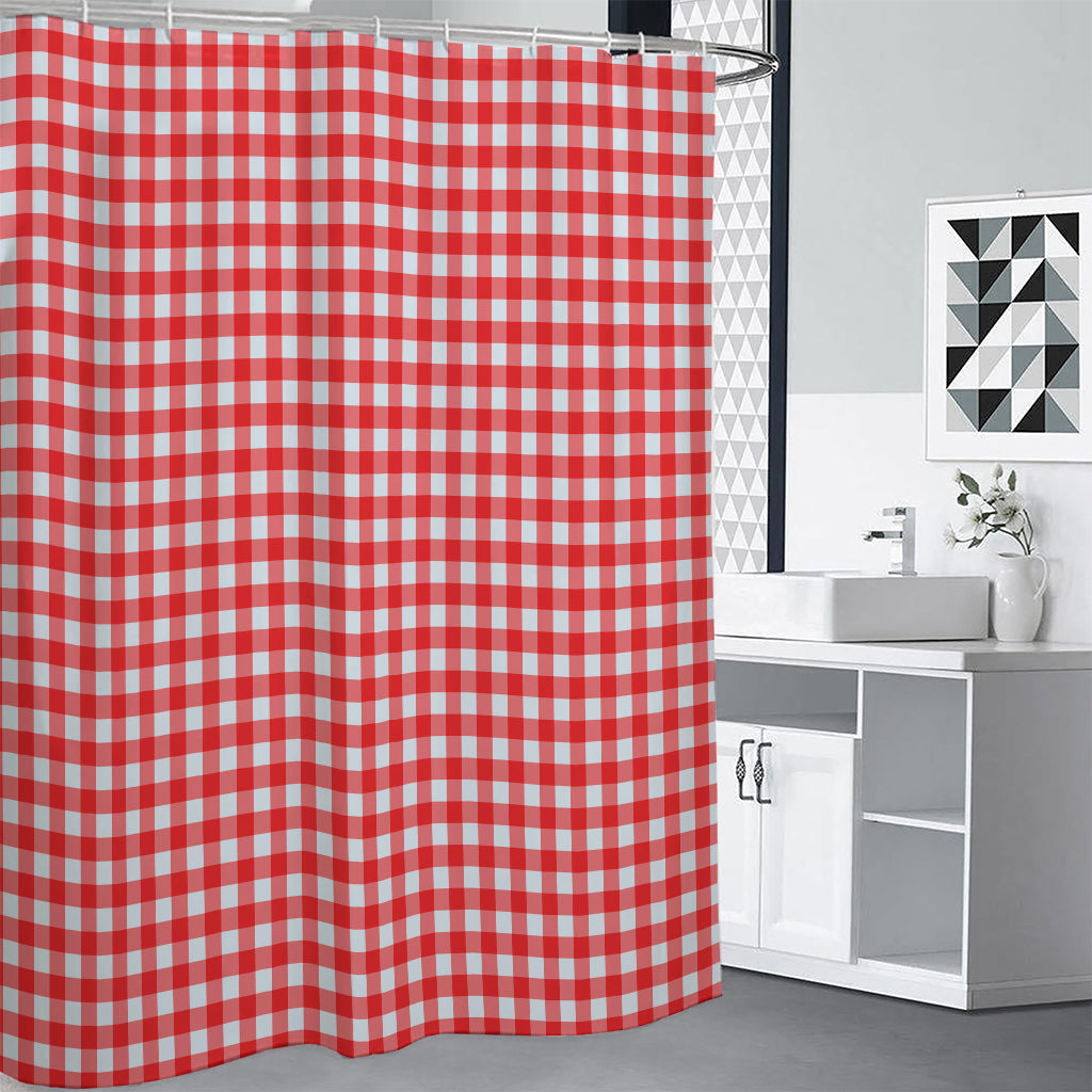Red And White Check Pattern Print Premium Shower Curtain