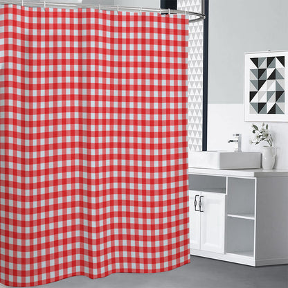 Red And White Check Pattern Print Premium Shower Curtain