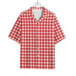 Red And White Check Pattern Print Rayon Hawaiian Shirt