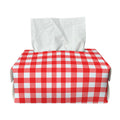 Red And White Check Pattern Print Rectangle Tissue Box Cover