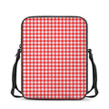 Red And White Check Pattern Print Rectangular Crossbody Bag