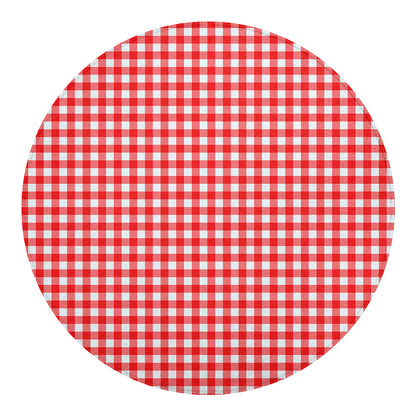 Red And White Check Pattern Print Round Blanket