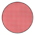 Red And White Check Pattern Print Round Floor Mat