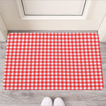 Red And White Check Pattern Print Rubber Doormat