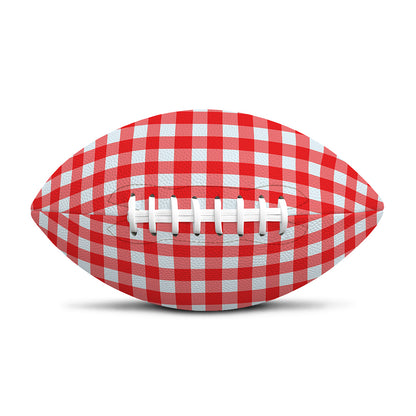 Red And White Check Pattern Print Rugby Ball
