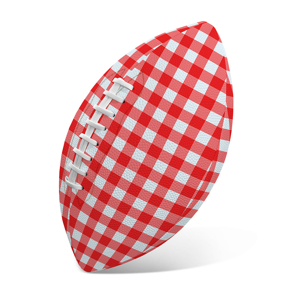Red And White Check Pattern Print Rugby Ball
