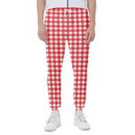 Red And White Check Pattern Print Scuba Joggers