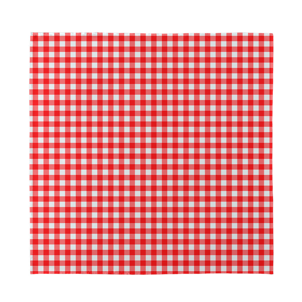 Red And White Check Pattern Print Silk Bandana