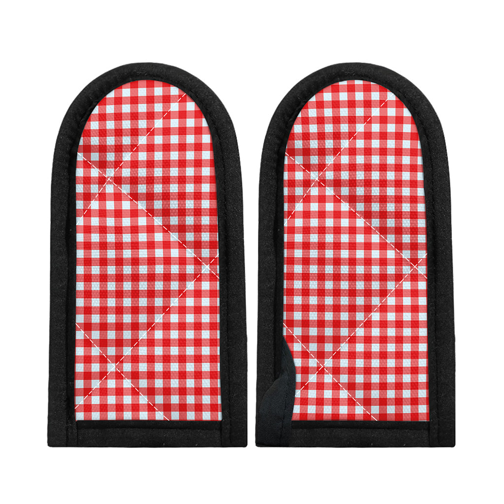 Red And White Check Pattern Print Skillet Handle Cover