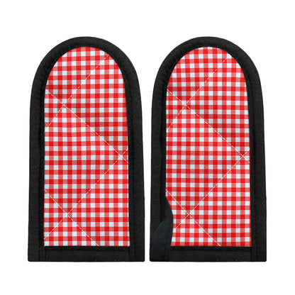 Red And White Check Pattern Print Skillet Handle Cover