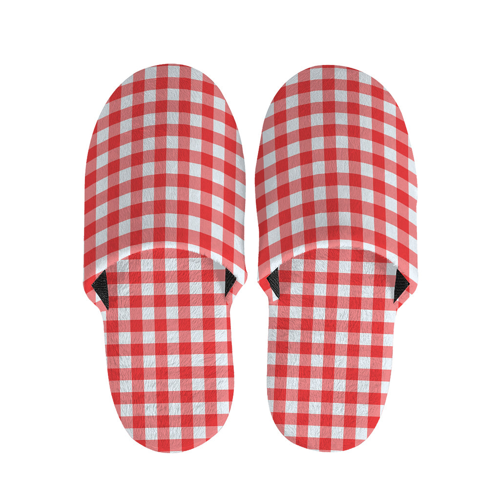 Red And White Check Pattern Print Slippers