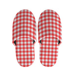 Red And White Check Pattern Print Slippers