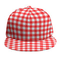 Red And White Check Pattern Print Snapback Cap