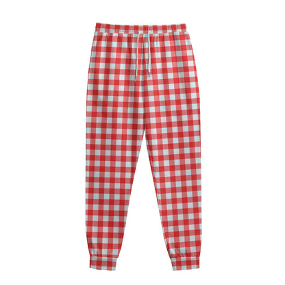 Red And White Check Pattern Print Sweatpants
