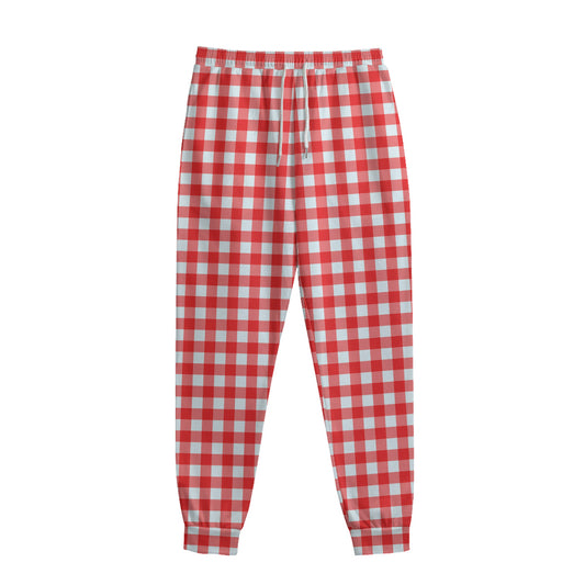 Red And White Check Pattern Print Sweatpants