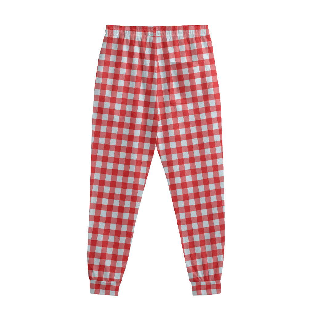 Red And White Check Pattern Print Sweatpants