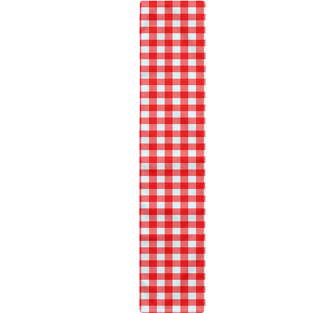 Red And White Check Pattern Print Table Runner