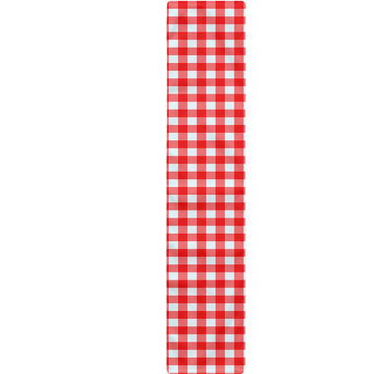 Red And White Check Pattern Print Table Runner