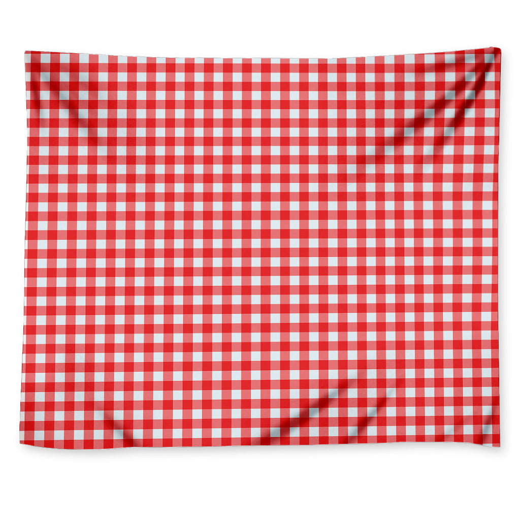 Red And White Check Pattern Print Tapestry