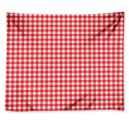 Red And White Check Pattern Print Tapestry