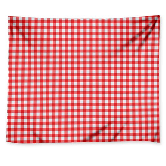 Red And White Check Pattern Print Tapestry