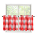 Red And White Check Pattern Print Tier Curtains