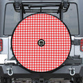 Red And White Check Pattern Print Tire Cover With Camera Hole