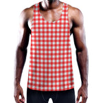 Red And White Check Pattern Print Training Tank Top