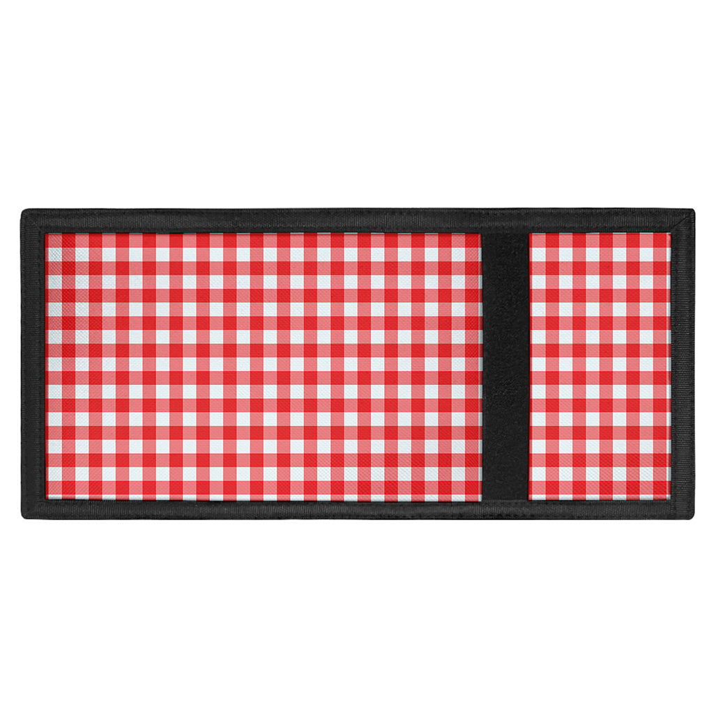 Red And White Check Pattern Print Trifold Wallet