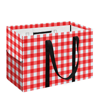 Red And White Check Pattern Print Utility Tote Bag