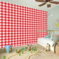 Red And White Check Pattern Print Wall Sticker