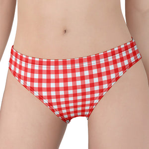 Red And White Check Pattern Print Women's Panties