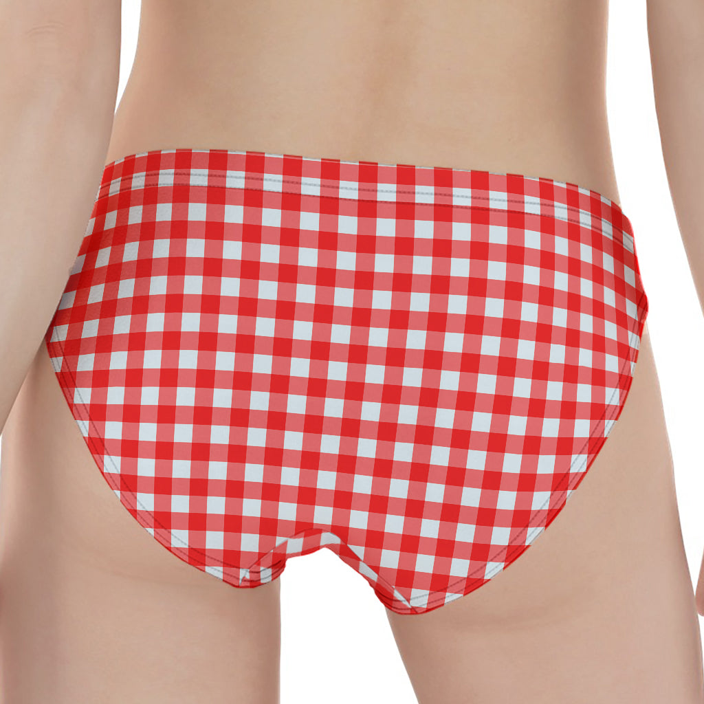 Red And White Check Pattern Print Women's Panties