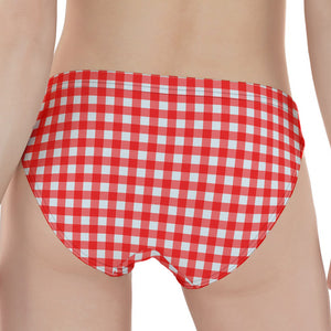 Red And White Check Pattern Print Women's Panties