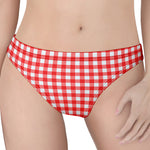 Red And White Check Pattern Print Women's Thong