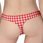 Red And White Check Pattern Print Women's Thong