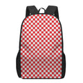 Red And White Checkered Pattern Print 17 Inch Backpack