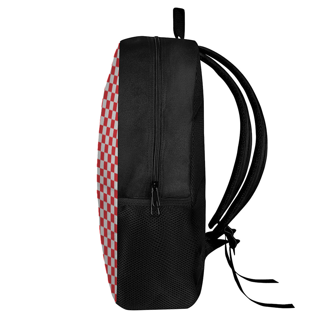 Red And White Checkered Pattern Print 17 Inch Backpack