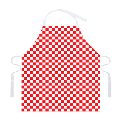 Red And White Checkered Pattern Print Adjustable Apron
