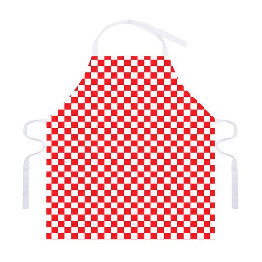 Red And White Checkered Pattern Print Adjustable Apron