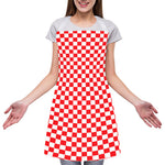 Red And White Checkered Pattern Print Adjustable Apron