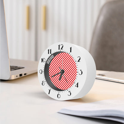 Red And White Checkered Pattern Print Alarm Clock
