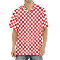 Red And White Checkered Pattern Print Aloha Shirt