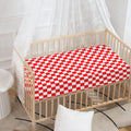 Red And White Checkered Pattern Print Baby Crib Sheet
