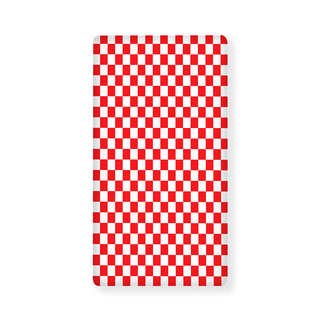 Red And White Checkered Pattern Print Baby Crib Sheet