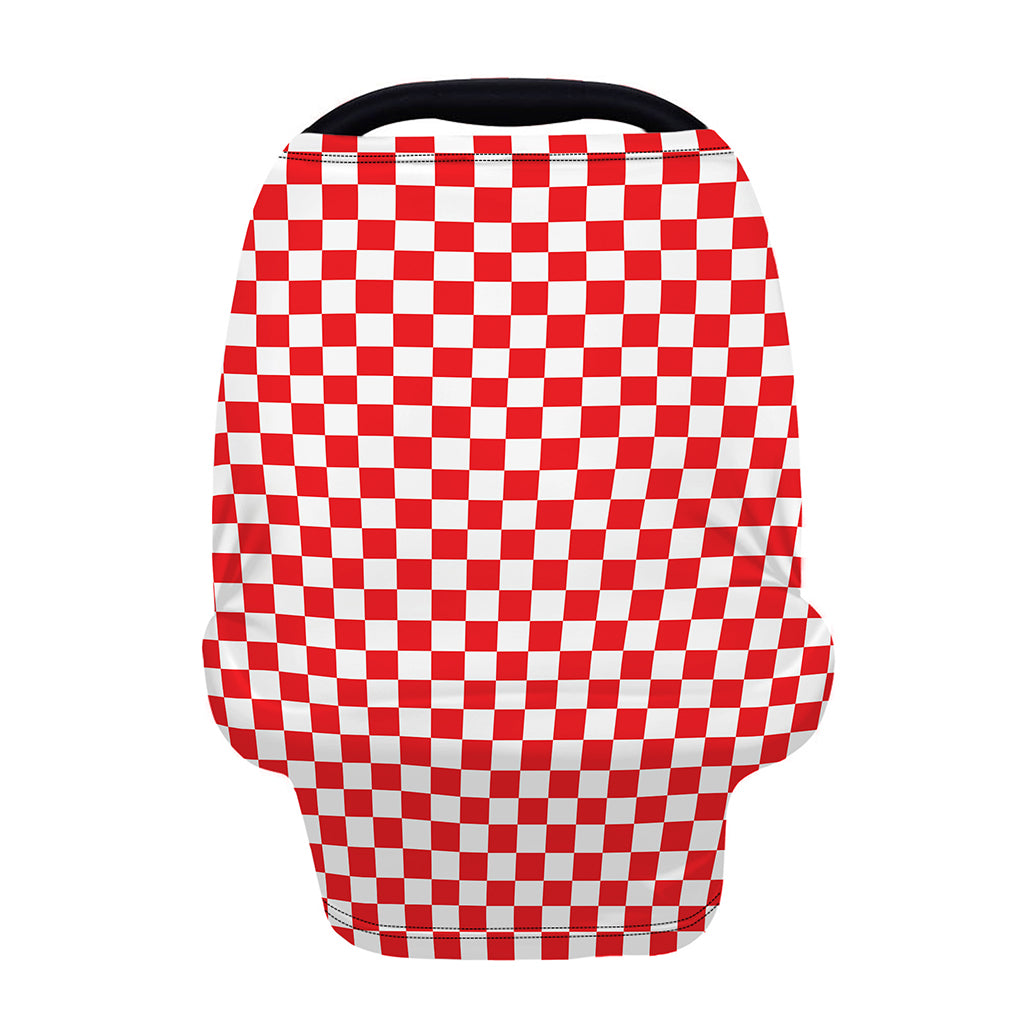 Red And White Checkered Pattern Print Baby Seat Cover