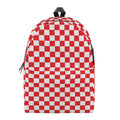 Red And White Checkered Pattern Print School Backpack