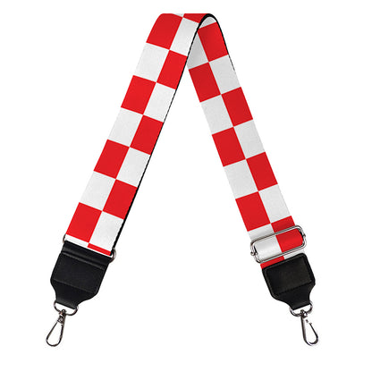 Red And White Checkered Pattern Print Bag Strap